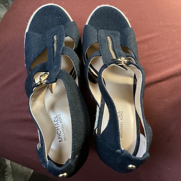 Michael Kors Black Etta Linen Blend Wedge Sandal New without tag Size 7 - Picture 5 of 13